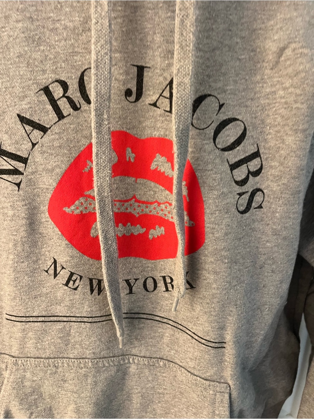 Marc Jacobs Gray Hoodie with Red Lip Graphic
